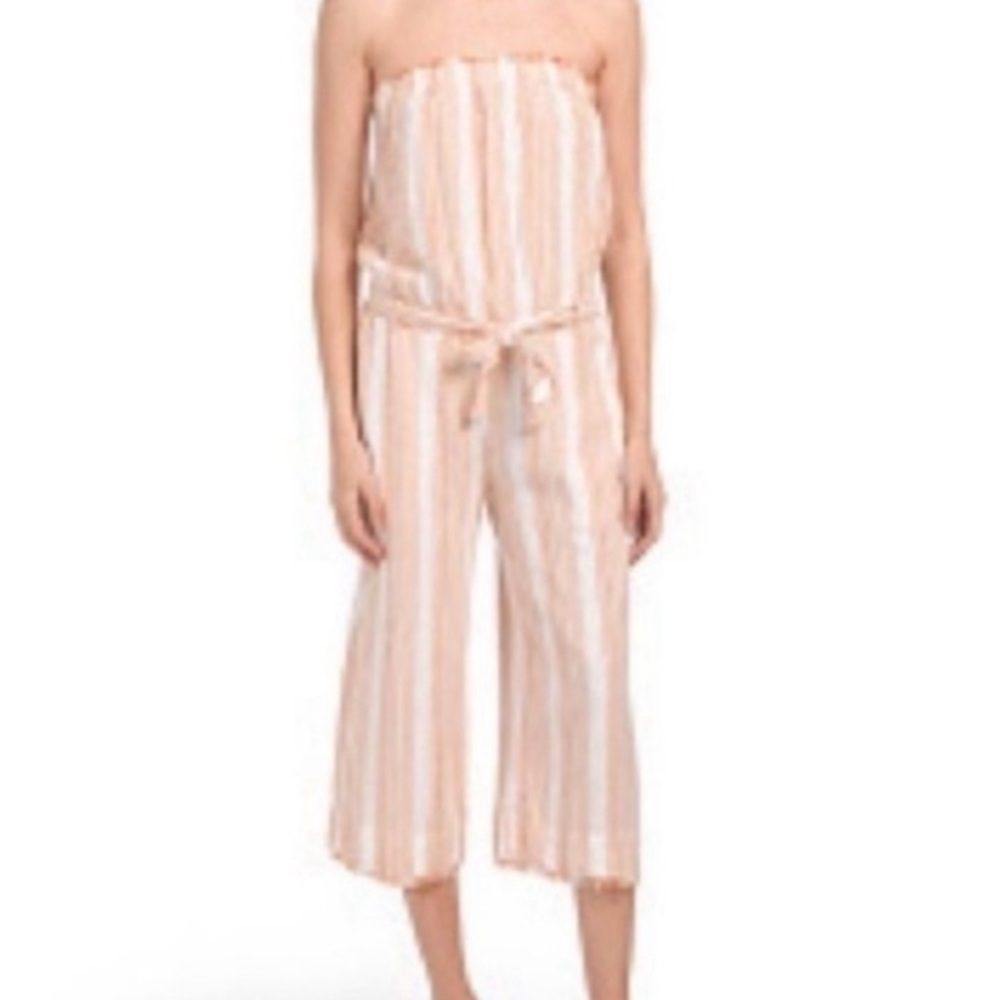 Cloth & Stone Anthropologie strapless striped jumpsuit size Small